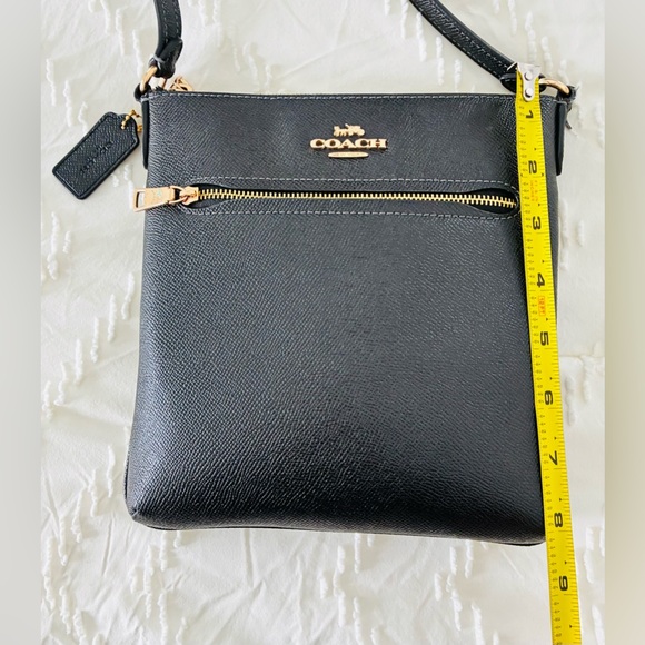 Coach Rowan Black Leather Crossbody Bag with Gold Accents - Picture 5 of 11